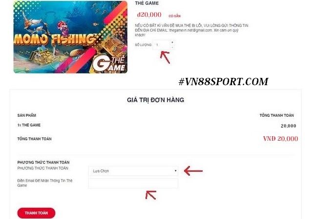 Vn88 ra mắt thẻ game 20K mới nhất Vn88 ra mat the game 20k