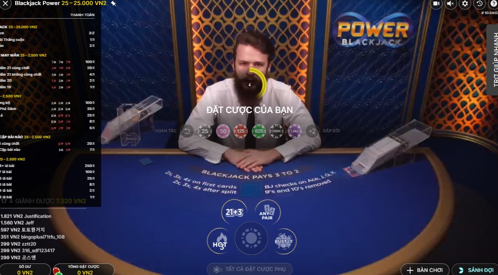 Làm sao để chơi Blackjack Power tại Vn88? Huong dan cach choi Blackjack Power tai Vn88