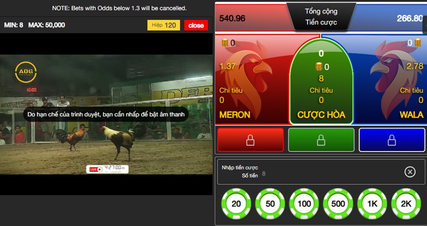 Cách đặt cược trò chơi đá gà WGB Vn88 Cach choi game da ga WGB Vn88