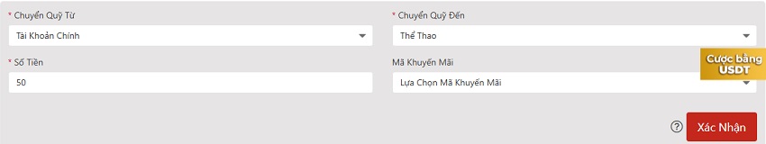 Thực hiện chuyển quỹ chính Vn88 sang quỹ phụ Cach chuyen quy Vn88 sang vi phu