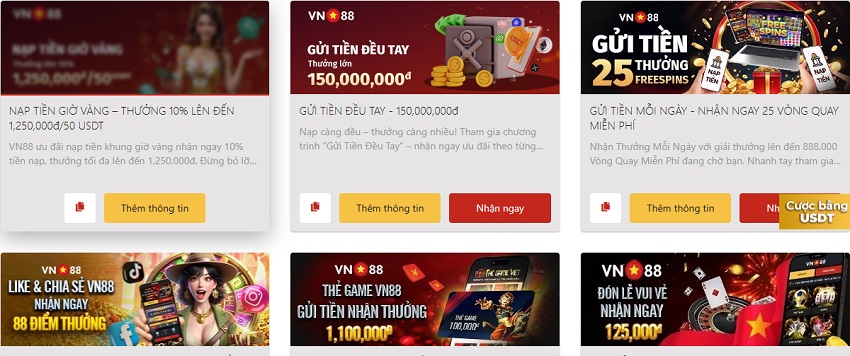 Cap nhat chuong trinh khuyen mai nha cai Vn88